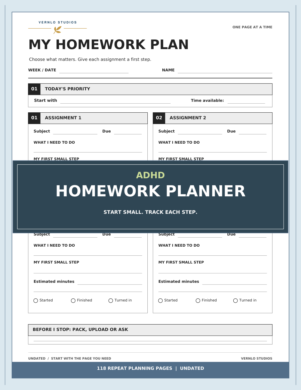 ADHD Homework Planner book cover