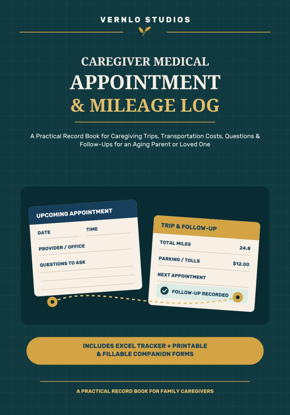 Caregiver Medical Appointment & Mileage Log book cover