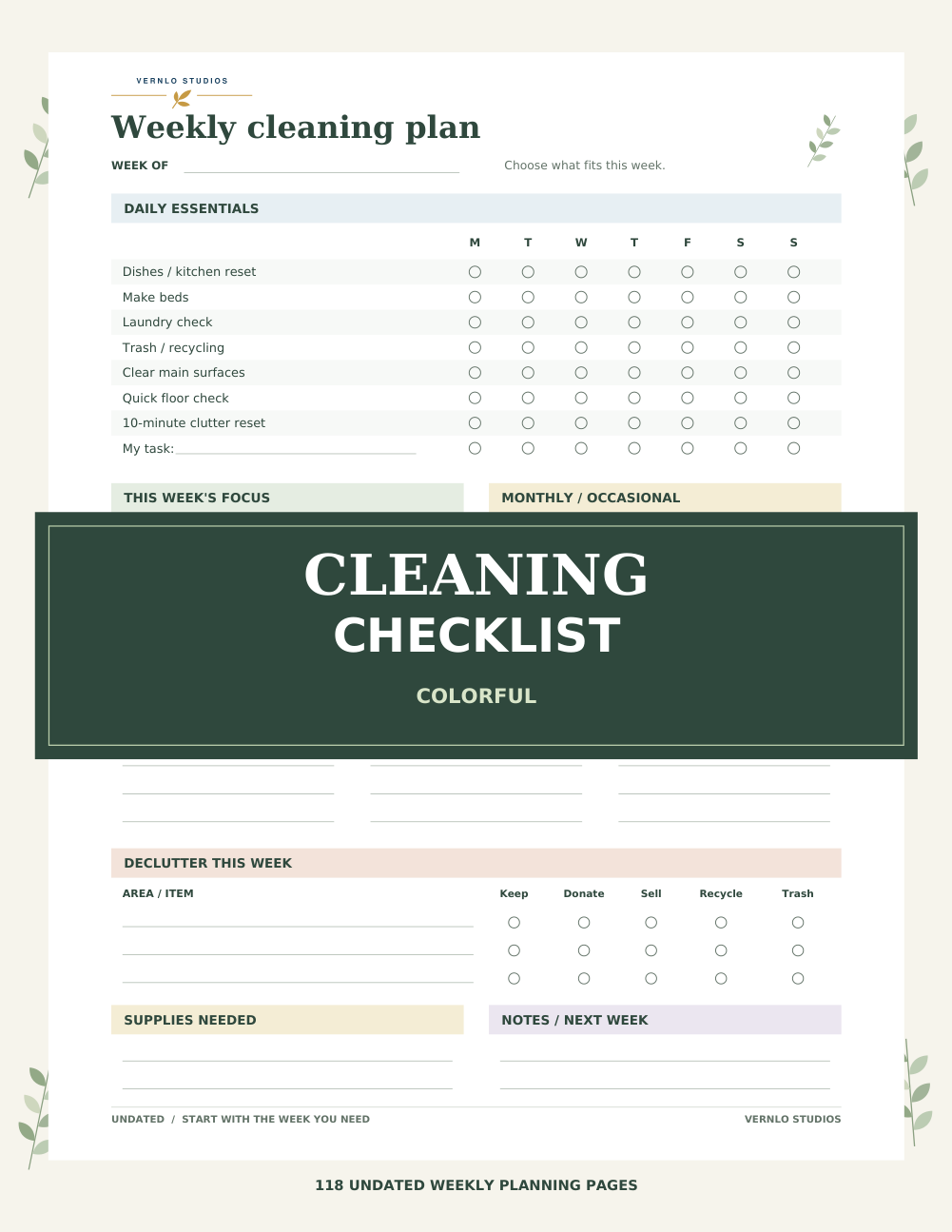 Cleaning Checklist: Colorful — Botanical book cover