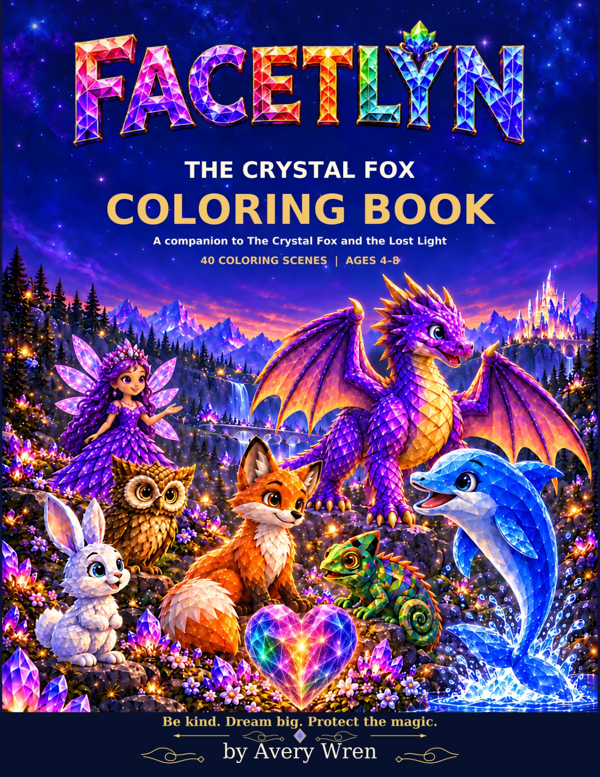 The Crystal Fox Coloring Book front cover
