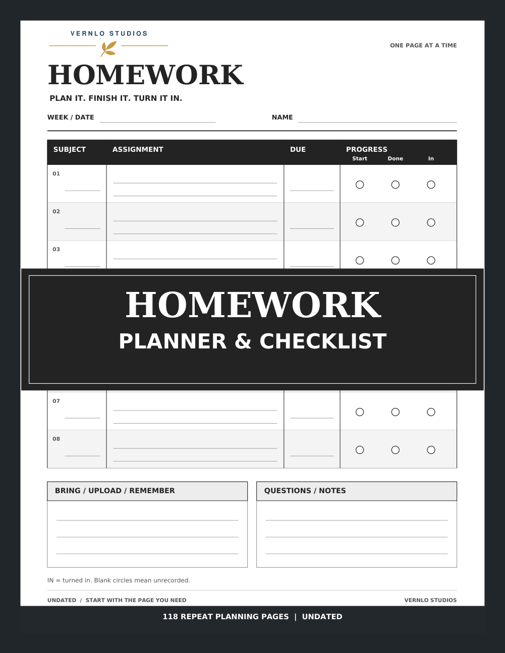 Homework Planner & Checklist book cover